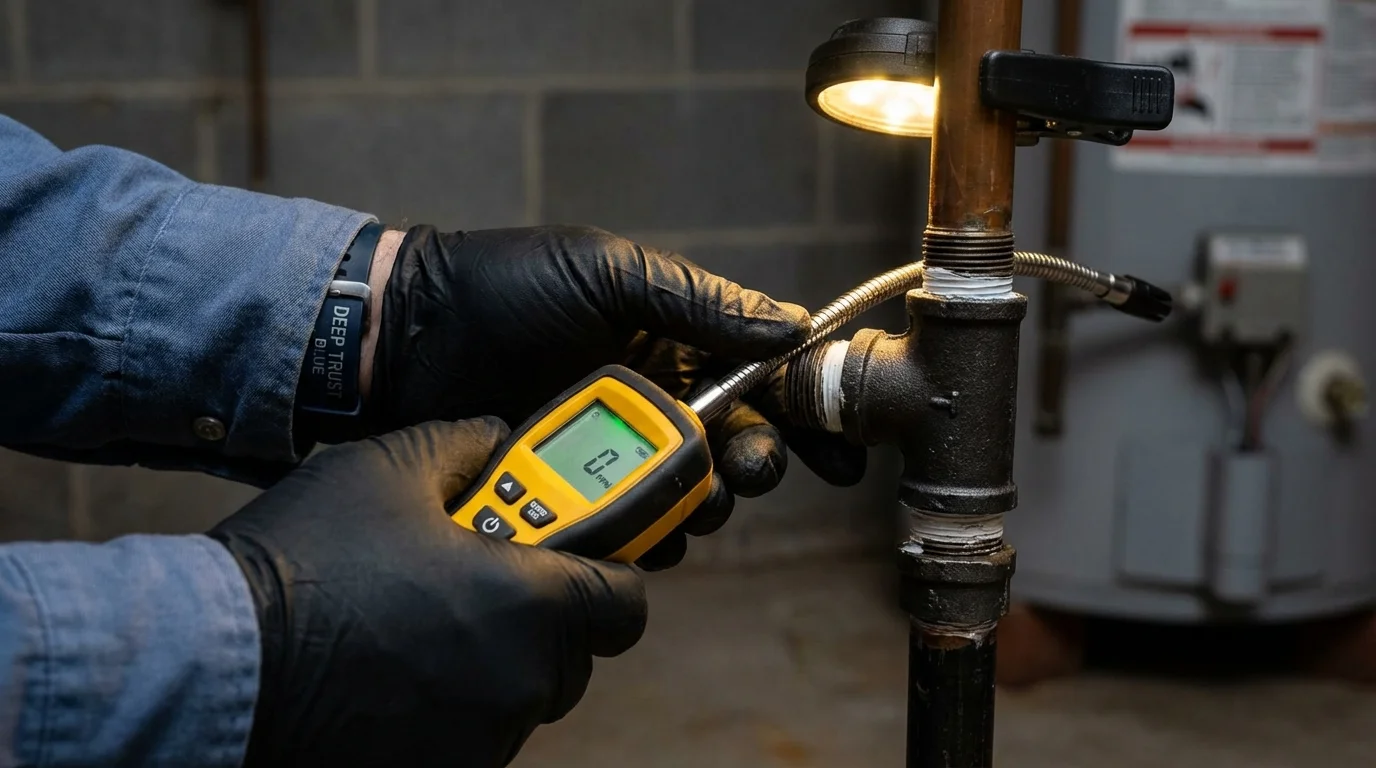 Gas leak detection with electronic sniffer by Johns Plumbing LLC in Dunlap